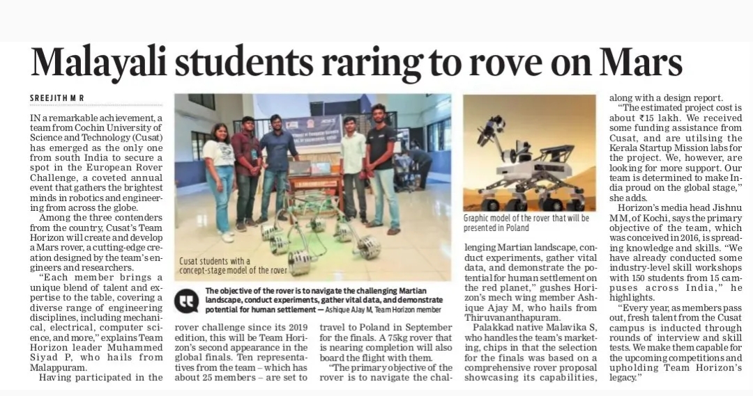 Malayali students raring to rove on Mars